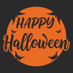 Orange Happy Halloween Circle with Bats