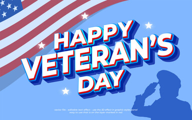 Happy veterans day with  blue background