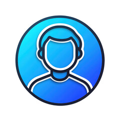 Simple user icon with blue gradient background, representing person