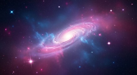 Spiral Galaxy in Deep Space with Stars and Nebulae