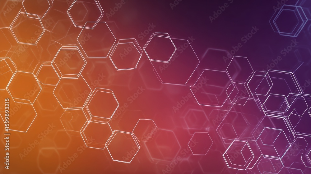 Poster abstract design of interconnected hexagons on a gradient background.
