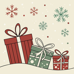 Christmas vector pack with gifts and snow