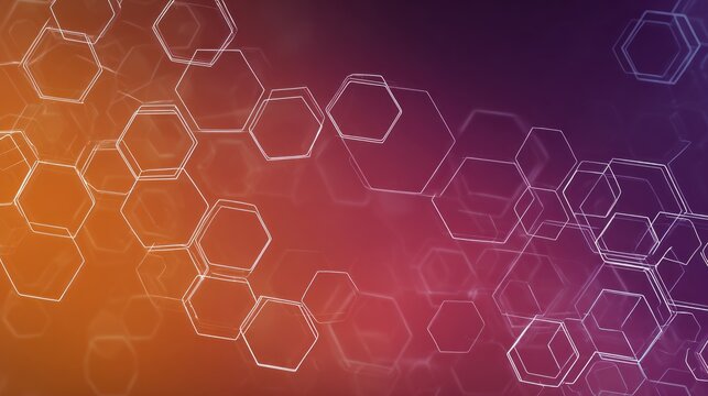 Abstract design of interconnected hexagons on a gradient background.