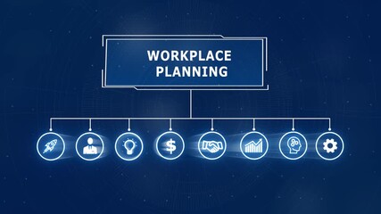 Workforce planning concept illustrated with and futuristic interface elements, Business, Internet and network concept data transfer to multi devices futuristic technology abstract background - Powered by Adobe