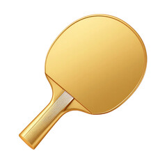 Golden ping pong paddle or table tennis bat on transparent background