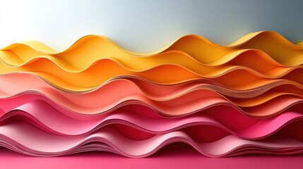 Obraz premium Abstract Colorful Waves: A Vibrant Paper Art Landscape