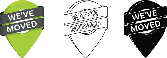We have moved location pin icon vector illustration for new address and business relocation concept vector