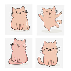 Set of hand-drawn cat faces in various emotions.	