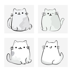 Set of hand-drawn cat faces in various emotions.