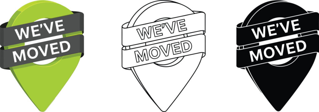 We have moved location pin icon vector illustration for new address and business relocation concept vector