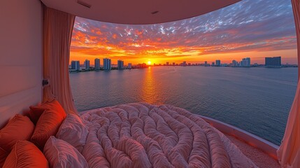 Spectacular Sunset View from Luxurious Bedroom