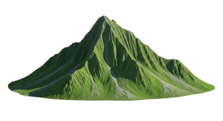 Lush green mountain range isolated background