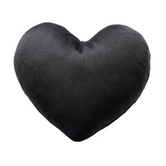 a black heart shaped pillow isolated on transparent background