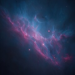 Colorful Deep Space Nebula With Pink And Blue Hues