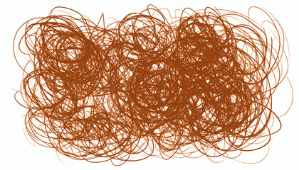 Brown Hand-Drawn Scribble Scratch Isolated on White Background, Rough Sketch Texture for Artistic and Design Use