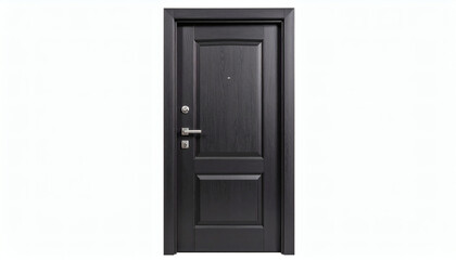 Closed Black Door Isolated on White Background, Modern Minimalist Black Door Design, Entrance Door Illustration