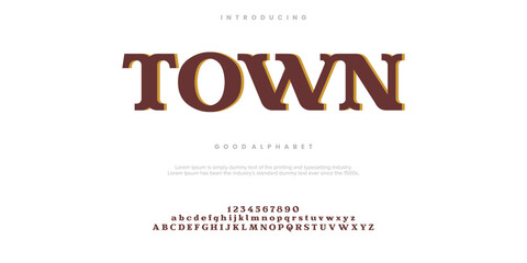 TOWN custom minimal abstract alphabet fonts. Typography logo creative font. vector illustration