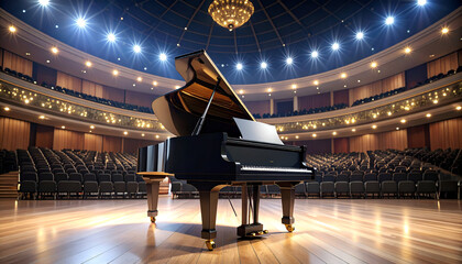 Grand Piano Concert Hall Stage.