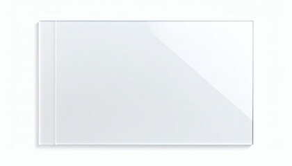Transparent Shiny Glass Sheet with Glare and Reflections, Clear Plastic Panel Surface Texture on White Background