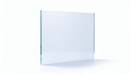 Transparent Shiny Glass Sheet with Glare and Reflections, Clear Plastic Panel Surface Texture on White Background