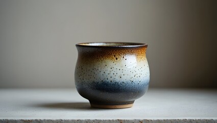Rustic Ceramic Pottery Cup - Textured Glaze, Close Up