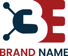 Red Dynamic "B and E News" Logo Design for Media with Cloud and Connectivity Elements