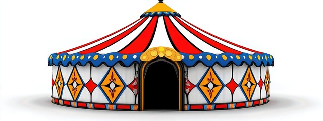 Pixelated Circus Tent Red White Blue Geometric Design