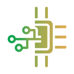 Obraz premium AI Chip Icon On Flat Gradient Style
