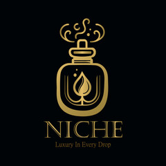 Elegant Gold Eco Perfume Logo Design Nature-Inspired Luxury Brand Identity Template for Organic Fragrance and Aromatherapy Businesses
