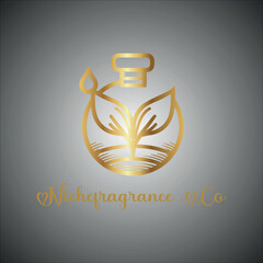 Elegant Gold Eco Perfume Logo Design Nature-Inspired Luxury Brand Identity Template for Organic Fragrance and Aromatherapy Businesses