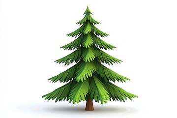 Pixelated Green Pine Tree on White Background
