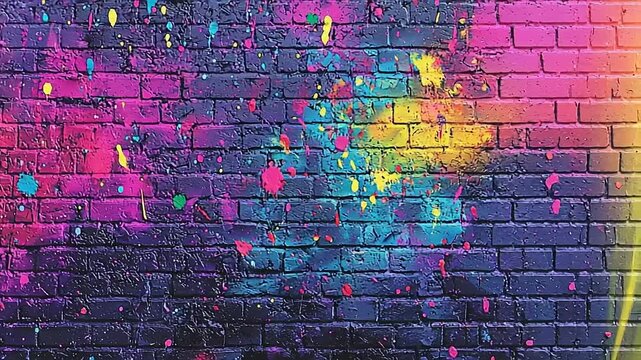 Colorful painted brick wall