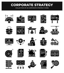 Corporate Strategy Icons: 25 Essential Glyphs for Business Planning