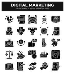 Collection of 25 Digital Marketing Icons: Boost Your Brand with Strategic Visuals
