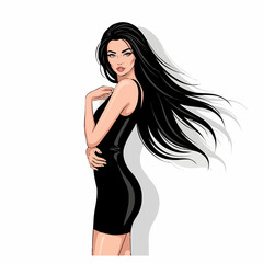 Fototapeta premium girl in black dress