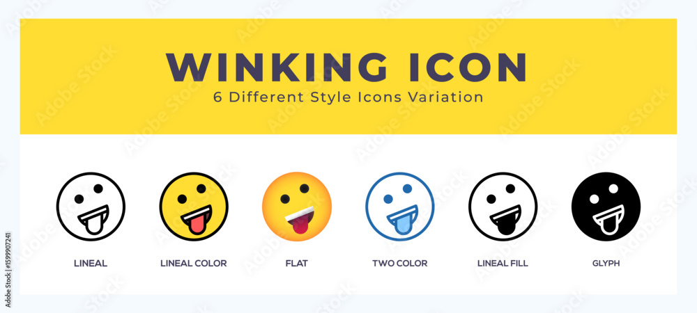 Poster winking icon in filled. thin line. outline stroke and flat style.
