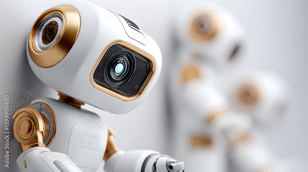 Poster futuristic robots with advanced design and technological innovation. the robots showcase an aestheti