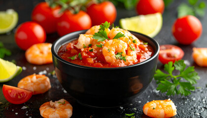 Spicy Shrimp Salsa with Lime, and Tomatoes.