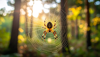Spiderweb Forest Sunset Macro.