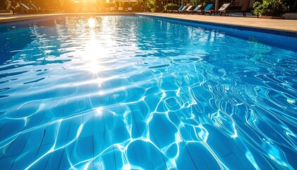 Obraz premium Sparkling pool water at sunset