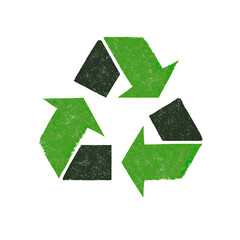 Obraz premium Recycle Symbol with Green Arrows and Grunge Texture on transparent background