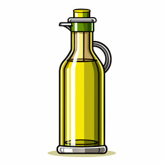 Long olive oil dispenser bottle on white background 