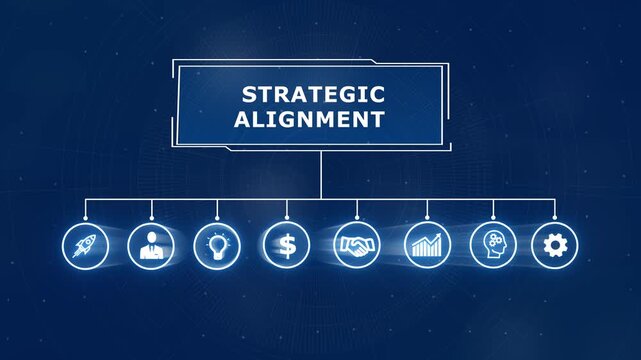 Strategic alignment visualized with network and business concepts Business ,Internet and network concept data transfer to multi devices futuristic technology abstract background