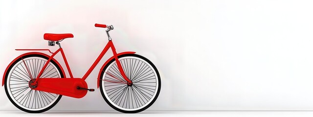 Fototapeta premium Red Bicycle on White Background Minimalist Illustration