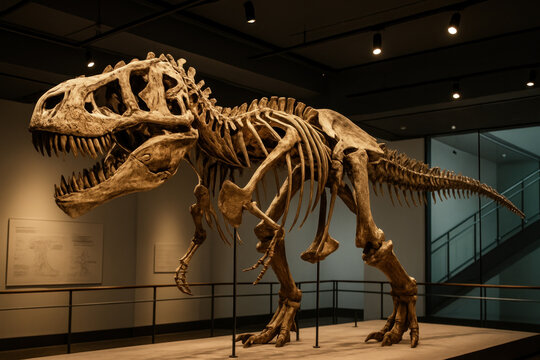 Dinosaur skeleton on display.