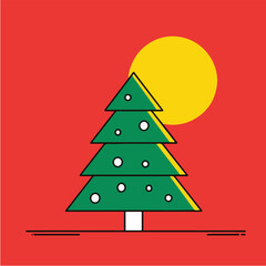 Vector illustration of Christmas tree for Home wall poster
