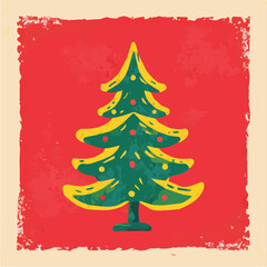 Vector illustration of Christmas tree for Home wall poster