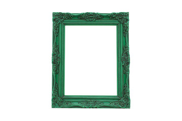 a green picture frame with a white background