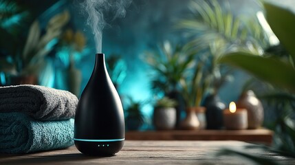 木漏れ日差すスパ空間、煙たなびく香炉

