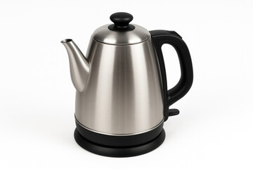 Fototapeta premium Stainless kettle with black handle.